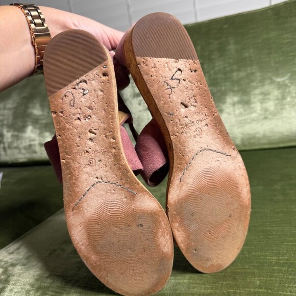 Corso Como Rasque Wedge Sandal Size 8.5 Blush Pink Suede Open-Toe Bow Detail - Picture 6 of 9